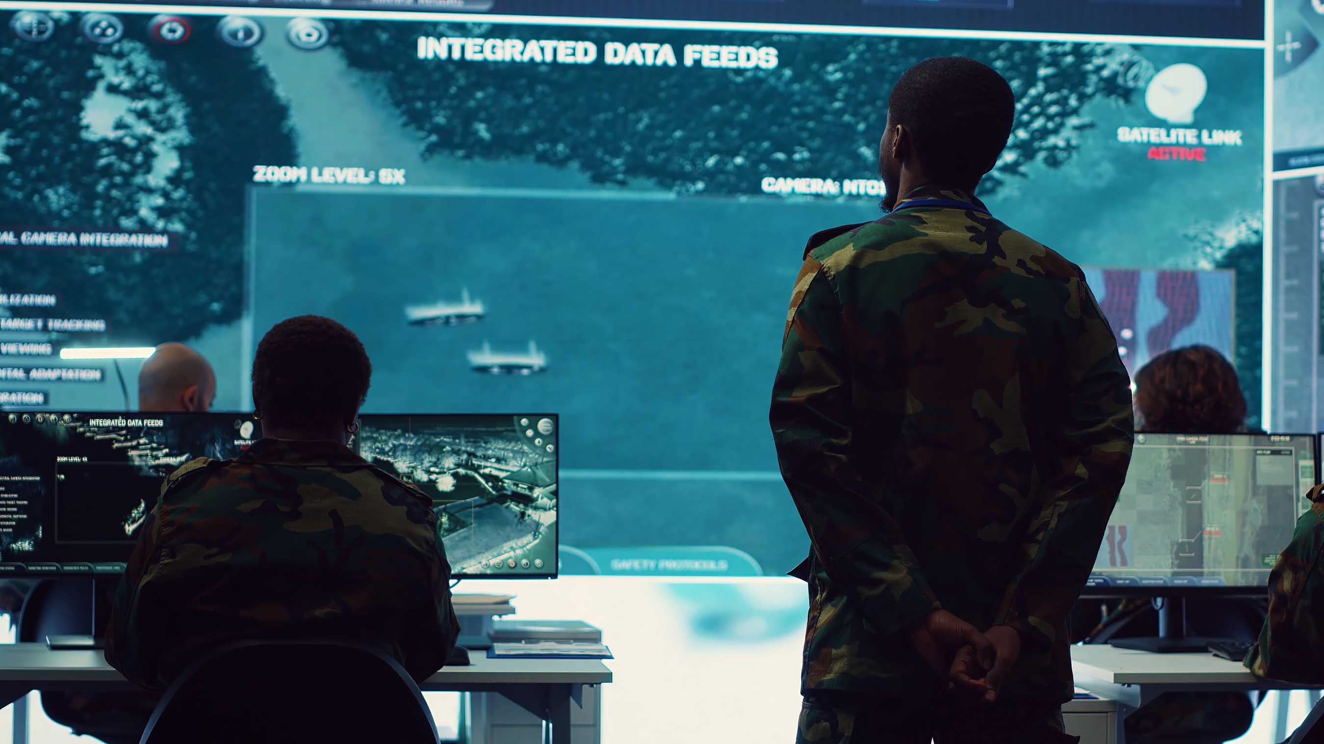 ThirdEye Gen command center operators monitoring live augmented reality feeds